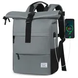 TAN.TOMI Rucksack Damen Groß & Rucksack Herren, Laptop Rucksack Damen, Unisex Tagesrucksäcke Rolltop Rucksack Wasserdicht, Reiserucksack Lässiger Backpack Schule Freizeit Uni Arbeit Wandern