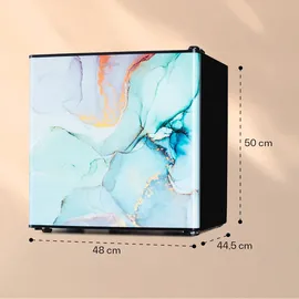 Klarstein CoolArt Kühl-Gefrier-Kombination - Kühlschrank mit 2 Kühl-Ebenen, Design-Front, Thermostat mit 5 Stufen, 0 bis 10 °C, Fassungsvermög... - Bunt