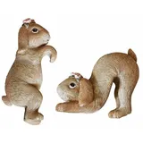 Loberon Hase 2er Set Burt, handbemalt, detailreich gestaltet, zum Einhängen, Tierfigur, Ostern, Osterhase, Osterdekoration, Polyresin, braun