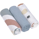 Lässig Baby Puckdecke Spuckdecke Pucktuch Mulltuch 3er Set Baumwolle 85 x 85 cm/Swaddle & Burp Blanket L Rainbow powder blue