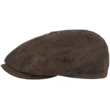 Stetson Hatteras Pigskin Flatcap Herren - Schirmmütze aus Leder - Schiebermütze mit Innenfutter - Mütze - Herrencap Sommer/Winter - Ballonmütze Dunkelbraun L (58-59 cm) - L