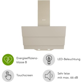 Wiggo B643 Dunstabzugshaube 60cm kopffrei I Abluft Umluft Dunstabzug 615m3/h - Touch-Display 4 Stufen I Energieeffizienzklasse B Schräghaube inkl...