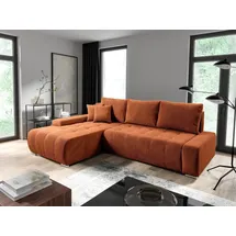 Fun Möbel Ecksofa Sofa mit Schlaffunktion VOGAR Stoff Poso Rostbraun Ottomane Links - Braun