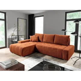 Fun Möbel Ecksofa Sofa mit Schlaffunktion VOGAR Stoff Poso Rostbraun Ottomane Links - Braun
