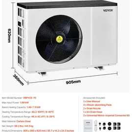 Vevor Poolheizung weiß 1,48–7,11 kW
