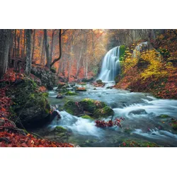 Fototapete PAPERMOON "Wasserfall im Wald", bunt, B:4,00m L:2,60m, Vlies, Tapeten