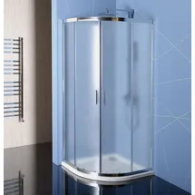 Polysan EASY LINE Duschabtrennung Viertelkreis mit Schiebetür 90 x 190 cm Silber/Transparent EL2638