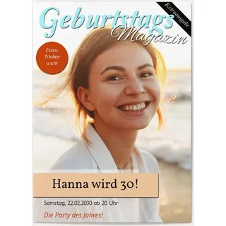 Lustige Geburtstagseinladungen Blau online gestalten und bestellen - Magazin in Blau | Wunderkarten.de