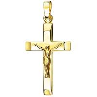 JEVELION Kreuzanhänger Kruzifix 750 Gold (Goldkreuz, für Damen und Herren), Gold-Anhänger - Made in Germany