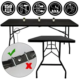 AMANKA Gartentisch, Schwarz Kunststoff, Gartenmöbel, Gartenmöbel-Sets