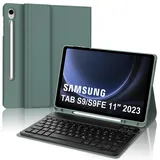 IVEOPPE Tastatur für Samsung Galaxy Tab S9FE/S10FE 10.9", Hülle Tastatur Galaxy Tab S9/S10FE 2025, Magnetisch Abnehmbarer mit QWERTZ Keyboard für Samsung S10FE/S9FE/S9 10.9 Zoll 2025, Dunkelgrünes
