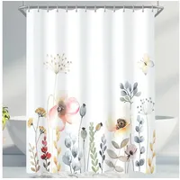 Lerores Duschvorhang 180 x 180 cm Blumen wasserabweisend