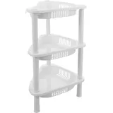 Gadpiparty Dreistöckiges Kunststoff Lagerregal Weiß Eckregal Bad Organizer mit Stabilem Design für Küche und Badezimmer zur Platzsparenden Aufbewahrung