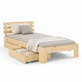 Homestyle4u Holzbett 90 x 200 cm Braun