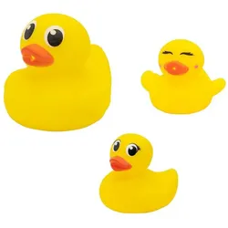 Idena Badespielzeug Badeenten-Familie Mutter und 2 Küken, Badespielzeug Wasserspielzeug Badewannenspielzeug gelb
