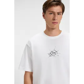 Boss T-Shirt BOSS ORANGE "Te voyage", Jungen, Gr. L, weiß (weiß100), Single Jersey, Obermaterial: 100% Baumwolle, unifarben, regular fit hüftlang, Rundhals, Shirts T-Shirt, mit coolem Logo-Druck