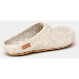 MagicFelt Filz Pantoffeln Aus 100% reiner Shetlandwolle, Mit Ledersohle, Anatomisch geformt - Beige - 46