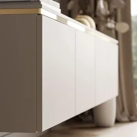 Lukmebel CELINE KASCHMIR TV-Lowboard 200 cm Beige/Gold Holzwerkstoff