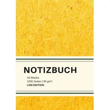 LIWI Literatur- und Wissenschaftsverlag Dickes Notizbuch 1000 Seiten - A5 blanko - Hardcover gelb mit Leseband - weißes Papier 90g/m2 - FSC Papier: Notebook A5 - Journal gebunden blanko - Einschreibbuch