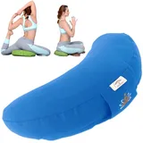 sei Design Halbmond Yogakissen Meditationskissen Yoga Kissen mit Buchweizenschalen-Füllung Yoga Block Bodenkissen groß Meditation Sitzkissen 46x25x10 Blau