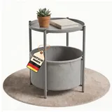 Coemo Beistelltisch Nina mit Canvas Korb Ø Metallgestell in Grau | Gr.: onesize