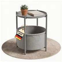 Coemo Beistelltisch Nina mit Canvas Korb Ø Metallgestell in Grau | Gr.: onesize