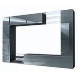 Vladon Wohnwand, Grau, Holzwerkstoff, 262x182.5x39 cm, Wohnzimmer, Wohnwände, Wohnwand-Sets