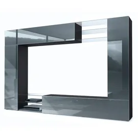 Vladon Wohnwand, Grau, Holzwerkstoff, 262x182.5x39 cm, Wohnzimmer, Wohnwände, Wohnwand-Sets