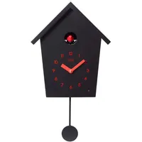 Cuco Clock Kuckucksuhr REIHENHAUS mit Pendeluhr Wanduhr, Moderne Schwarzwalduhr, 28,3 × 22,8 × 10,4cm, Pendeluhr mit Nachtruhefunktion, Vogelgezwitscher, Vogelstimme