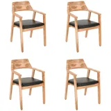 Sam Esszimmerstuhl massive Akazie natur Sitz Echtleder schwarz ANGEL (4er-Set)
