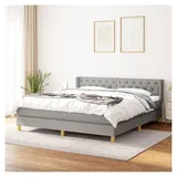 Lattenrost mit Matratze, hellgrau, 160 x 200 cm, Stoff, Plattformbett, mit Lattenhalter, einfache Montage für Schlafzimmer, Erwachsene