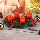 Hi Haushalt International Weihnachtskranz mit LED-Echtwachskerzen und Fernbedienung Ø 30 cm Adventskranz inklusive Fernbedienung Weihnachtsdeko 54424