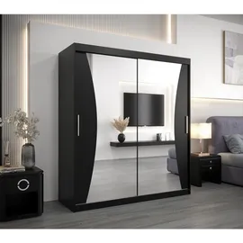 abiks möbel Schwebetürenschrank MONACO 180 x 200 x 62 cm Schwarz