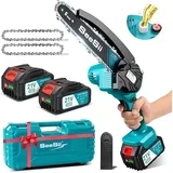 Mini Kettensäge mit Akku 8000mAh 6 Zoll Seesii Mini Kettensäge Elektro mit Automatischer Öler und 2 Akku 4000mAh, Handkettensäge Akku für