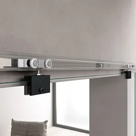 doporro Glasschiebetür rechts 77,5 x 205 cm Schwarz/Transparent