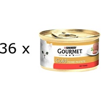 (€ 11,09/kg) Purina Gourmet Gold Feine Pastete Rind Katzenfutter Mousse 36x 85 g