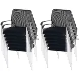 MCW 12er-Set Besucherstuhl Tucson, Konferenzstuhl stapelbar, Stoff/Textil ~ Sitz schwarz, Rückenfläche schwarz