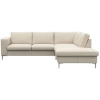 FLEXLUX Ecksofa »Fiore, L-Form«, breite Armlehnen, Füße alufarben, B/T 241/225 cm, Kaltschaum im Sitz weiß