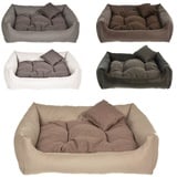 Hundebett Kunst Leder Hundekissen Hundesofa Katzenbett Hundekorb M L XL XXL XXXL (XXL (110x90 cm), Beige)