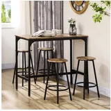 Homcom Bartisch mit Barhocker Set 5-tlg. 120 x 75 x 40 cm Rustikal-Braun