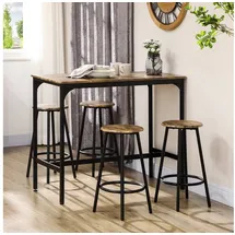 Homcom Bartisch mit Barhocker Set 5-tlg. 120 x 75 x 40 cm Rustikal-Braun