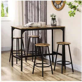 Homcom Bartisch mit Barhocker Set 5-tlg. 120 x 75 x 40 cm Rustikal-Braun