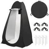 ROPODA Pop-Up Duschzelt Camping, tragbares Toilettenzelt aus 210T-Polyester mit Tragetasche, UV-Schutz, Wasserabweisend, Umkleidezelt für Strand, Picknick, Angeln, Wandern, 210 cm, Schwarz