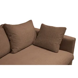 Home Affaire Big-Sofa HOME AFFAIRE "Coray", braun (light braun), B:266cm H:80cm T:113cm, 100% Polyester, Sofas, Big-Sofa, extra weich und kuschelig, Füllung mit Federn und Daunen