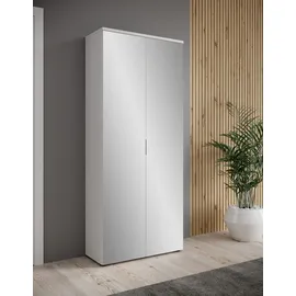HBZ Lincoln 80 x 190 x 35 cm mit Spiegel, 9 Einlegeböden, 2 feste Böden weiß