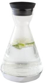 APS COOL Kühlkaraffe, 1,4 Liter, Glaskaraffe mit Edelstahl-Ausgießer öffnet und schließt selbstständig, Maße (Ø x H): 16 x 27 cm