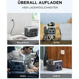 EcoFlow EF ECOFLOW RIVER 2 MAX mit XT60 Kabel 3.5M 512Wh Tragbare Powerstation, Solargenerator mit LiFeP04, Schnellladung in 1 Stunde,