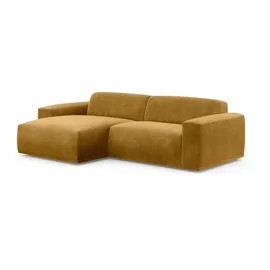 TRENDMANUFAKTUR Ecksofa TRENDMANUFAKTUR "Braga, mit hochwertigem Kaltschaum, L-Form, in Cord erhältlich", gelb (mustard), B:255cm H:72cm T:160cm, 88% Polyester, 12% Polyacryl, Sofas, Ecksofa, modernes Sofa, Couch mit hohem Sitzkomfort, 255/72/160 cm (B/H/T)