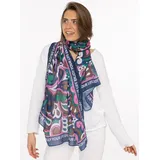 Zwillingsherz Schal ZWILLINGSHERZ "Flower Paisley", Damen, grün, Web, Obermaterial: 100% Polyester, Modetücher Schal, farbenfroh, transparent, mit Schriftzug