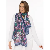 Zwillingsherz Schal ZWILLINGSHERZ "Flower Paisley", Damen, grün, Web, Obermaterial: 100% Polyester, Modetücher Schal, farbenfroh, transparent, mit Schriftzug
